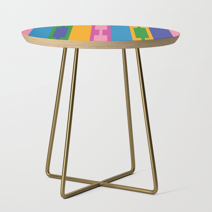Colorful and Bold Geo Chain Geometric Color Block Stripes Vertical Pattern Side Table Gallery Image 1