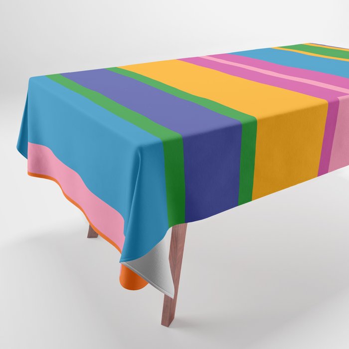Colorful and Bold Geo Chain Geometric Color Block Stripes Vertical Pattern Tablecloth Gallery Image 1
