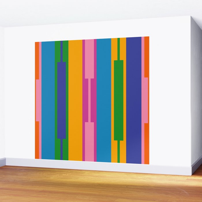 Colorful and Bold Geo Chain Geometric Color Block Stripes Vertical Pattern Wall Mural Gallery Image 2