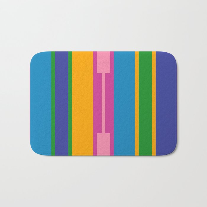 Colorful and Bold Geo Chain Geometric Color Block Stripes Vertical Pattern Bath Mat Gallery Image 1