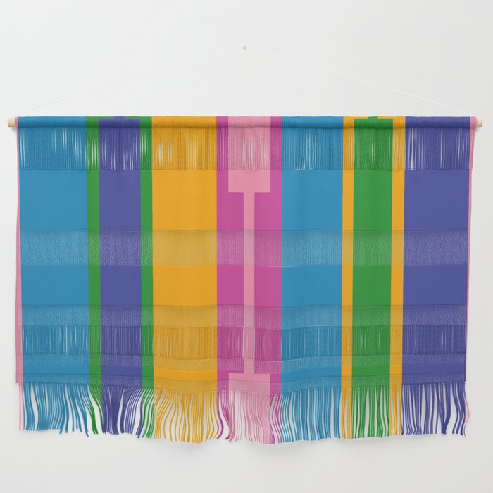 Colorful and Bold Geo Chain Geometric Color Block Stripes Vertical Pattern Wall Hanging Gallery Image 1