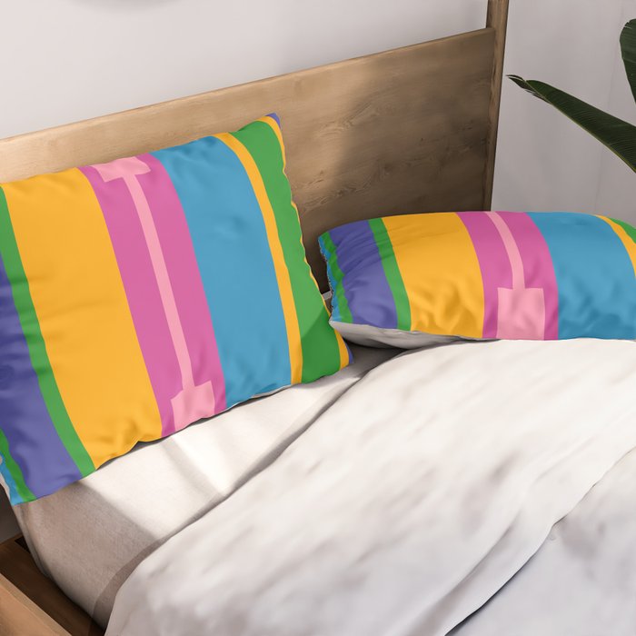 Colorful and Bold Geo Chain Geometric Color Block Stripes Vertical Pattern Pillow Sham Gallery Image 2