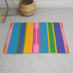 Colorful and Bold Geo Chain Geometric Color Block Stripes Vertical Pattern Rug Gallery Image 1
