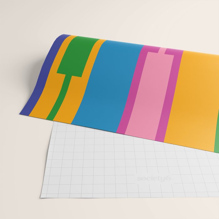 Colorful and Bold Geo Chain Geometric Color Block Stripes Vertical Pattern Wrapping Paper Gallery Image 2