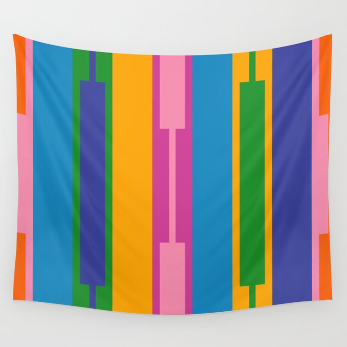 Colorful and Bold Geo Chain Geometric Color Block Stripes Vertical Pattern Wall Tapestry Gallery Image 4