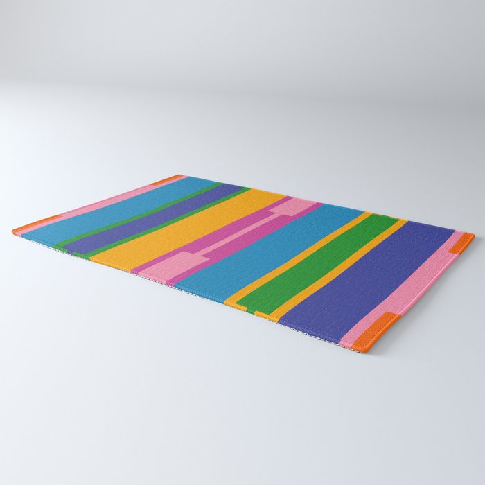Colorful and Bold Geo Chain Geometric Color Block Stripes Vertical Pattern Rug Gallery Image 3