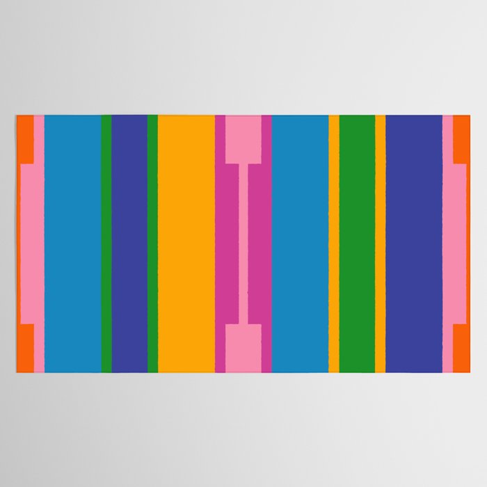 Colorful and Bold Geo Chain Geometric Color Block Stripes Vertical Pattern Tablecloth Gallery Image 2