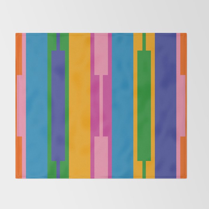 Colorful and Bold Geo Chain Geometric Color Block Stripes Vertical Pattern Throw Blanket Gallery Image 2