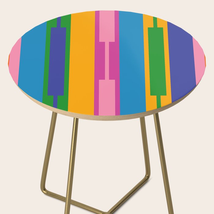 Colorful and Bold Geo Chain Geometric Color Block Stripes Vertical Pattern Side Table Gallery Image 2
