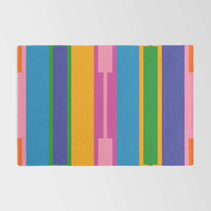 Colorful and Bold Geo Chain Geometric Color Block Stripes Vertical Pattern Rug Gallery Image 2