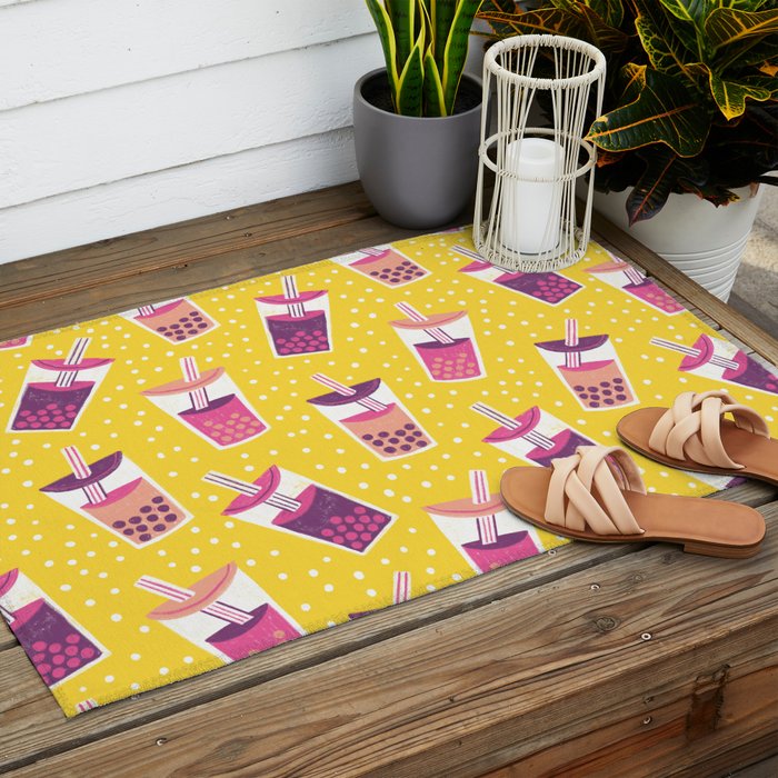Bubble Tea Boba Pattern Outdoor Rug Gallery Image 2