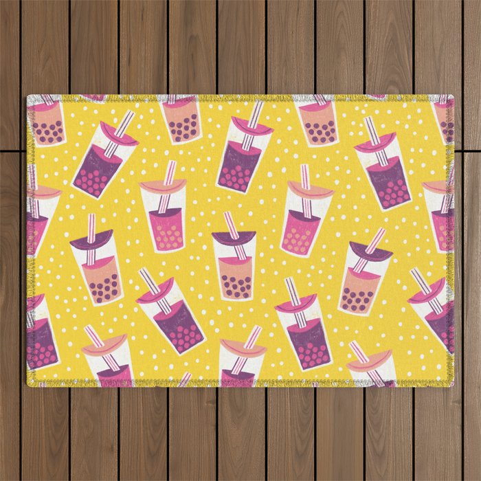 Bubble Tea Boba Pattern Outdoor Rug Gallery Image 1