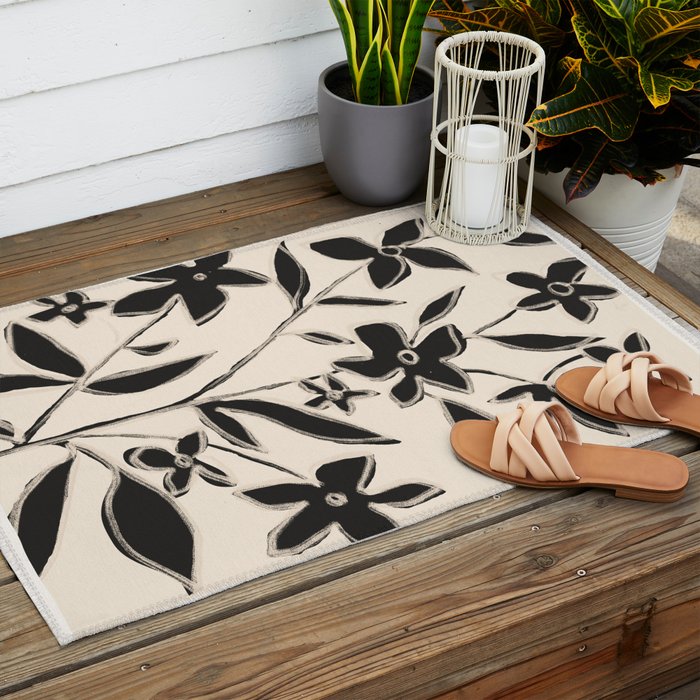 Abstract Minimal Flowers 16 Outdoor Rug Gallery Image 2