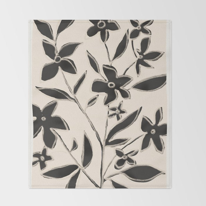Abstract Minimal Flowers 16 Throw Blanket Gallery Image 2