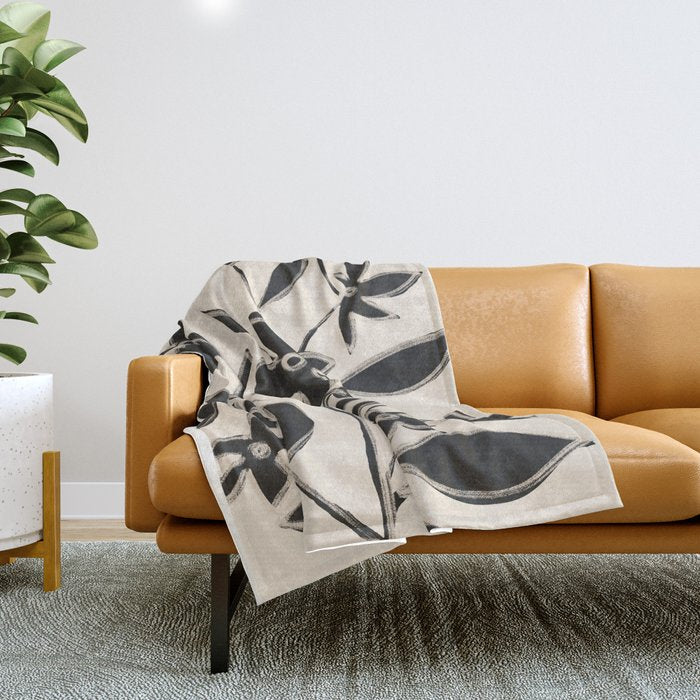 Abstract Minimal Flowers 16 Throw Blanket Gallery Image 1