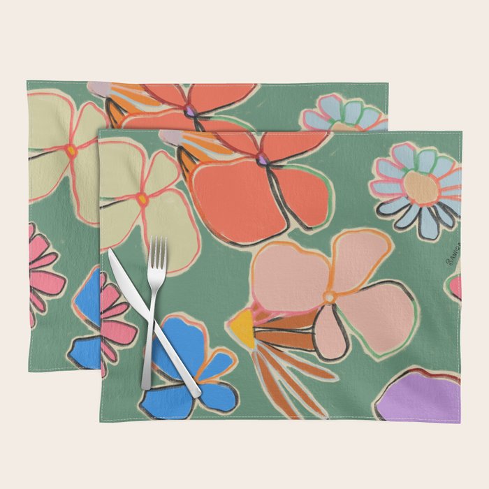 VINTAGE GARDEN GREEN Placemat Gallery Image 1