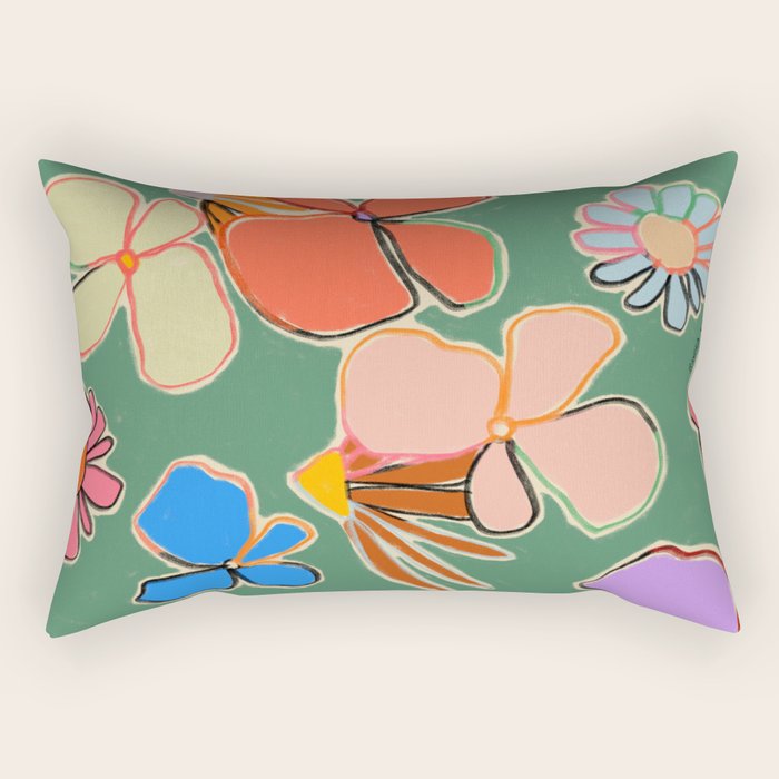 VINTAGE GARDEN GREEN Rectangular Pillow Gallery Image 1