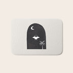 Ancient Alien Visitor Black White Minimalist Line Drawing Paper Collage by Ejaaz Haniff Bath Mat Gallery Image 1