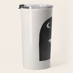 Ancient Alien Visitor Black White Minimalist Line Drawing Paper Collage by Ejaaz Haniff Travel Mug Gallery Image 3