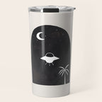 Ancient Alien Visitor Black White Minimalist Line Drawing Paper Collage by Ejaaz Haniff Travel Mug Gallery Image 1