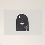 Ancient Alien Visitor Black White Minimalist Line Drawing Paper Collage by Ejaaz Haniff Welcome Mat Gallery Image 1