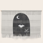 Ancient Alien Visitor Black White Minimalist Line Drawing Paper Collage by Ejaaz Haniff Wall Hanging Gallery Image 1
