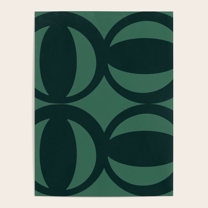 Retro Orbit Forest Green - Mid Century Modern Geometric Poster Gallery Image 1