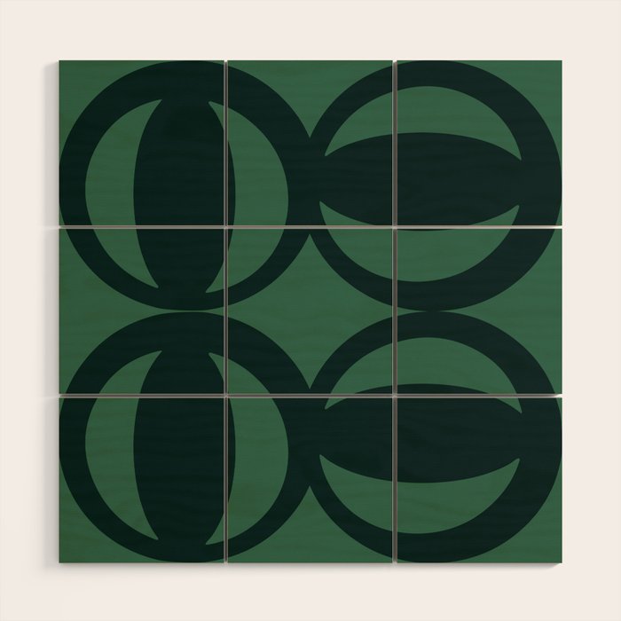 Retro Orbit Forest Green - Mid Century Modern Geometric Wood Wall Art Gallery Image 1