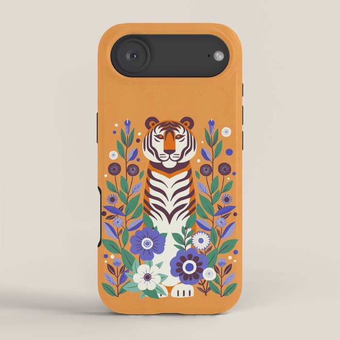Floral Tiger in a Bold Jungle - Vibrant Botanical Wildlife Art iPhone Case Gallery Image 2