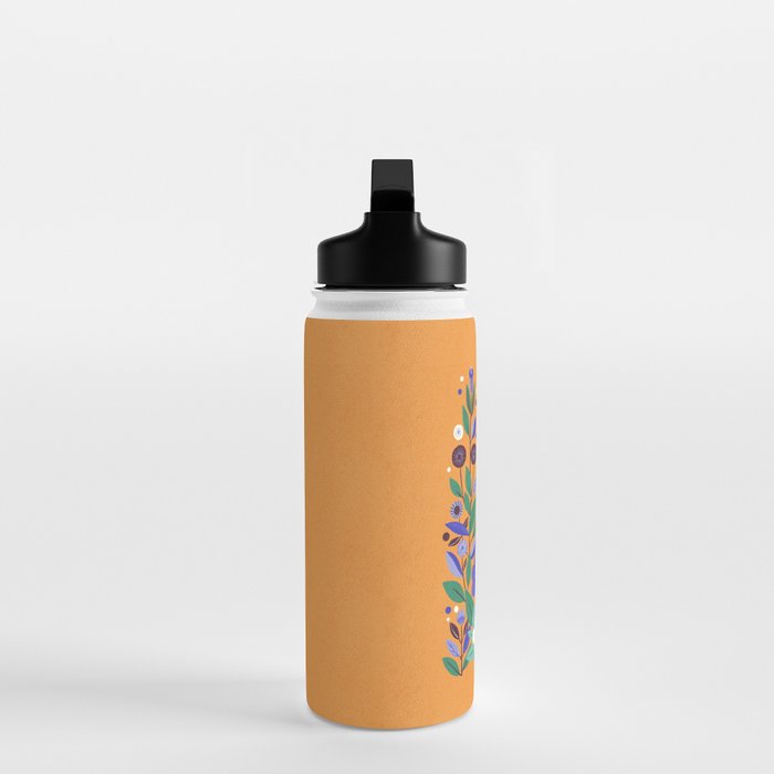 Floral Tiger in a Bold Jungle - Vibrant Botanical Wildlife Art Water Bottle Gallery Image 3