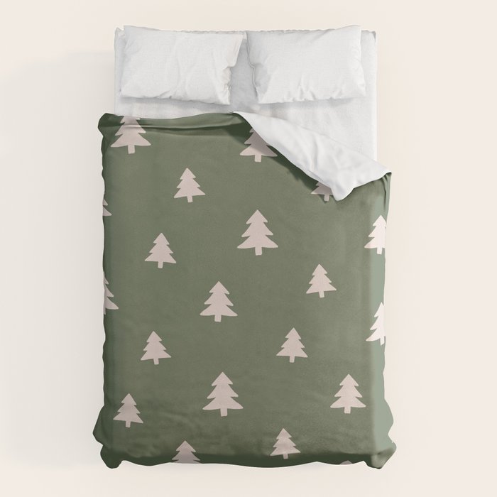 Christmas Tree Pattern Green Duvet Cover Gallery Image 1