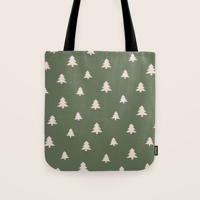 Christmas Tree Pattern Green Tote Bag Gallery Image 1