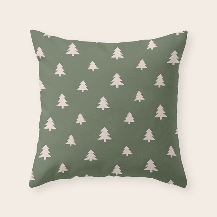 Christmas Tree Pattern Green Throw Pillow Gallery Image 6