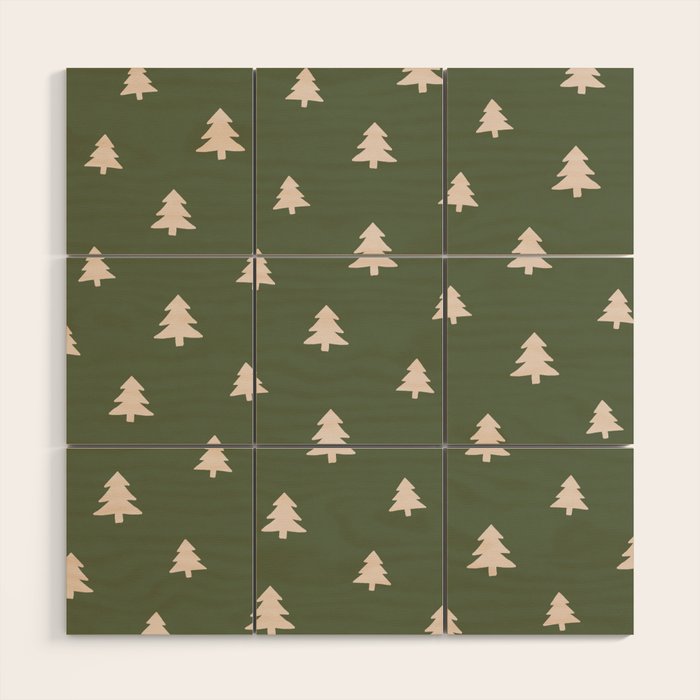 Christmas Tree Pattern Green Wood Wall Art Gallery Image 1