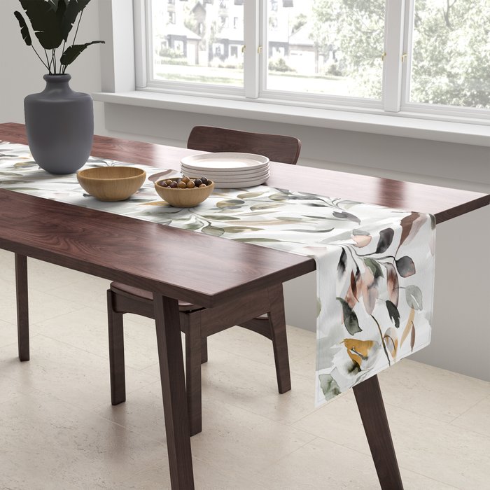 Harvest 2025 Mystic Watercolor Leaves Fall Table Runner Gallery Image 2