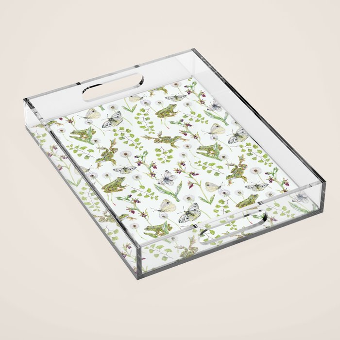 Spring Frogs and Orchids - Light Green Acrylic Tray Gallery Image 1