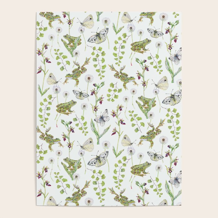 Spring Frogs and Orchids - Light Green Poster Gallery Image 4