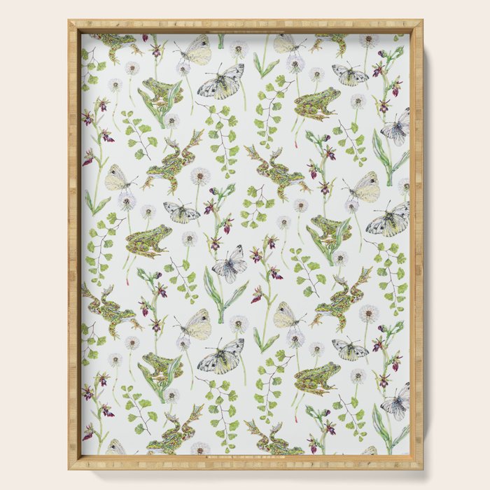 Spring Frogs and Orchids - Light Green Serving Tray Gallery Image 1