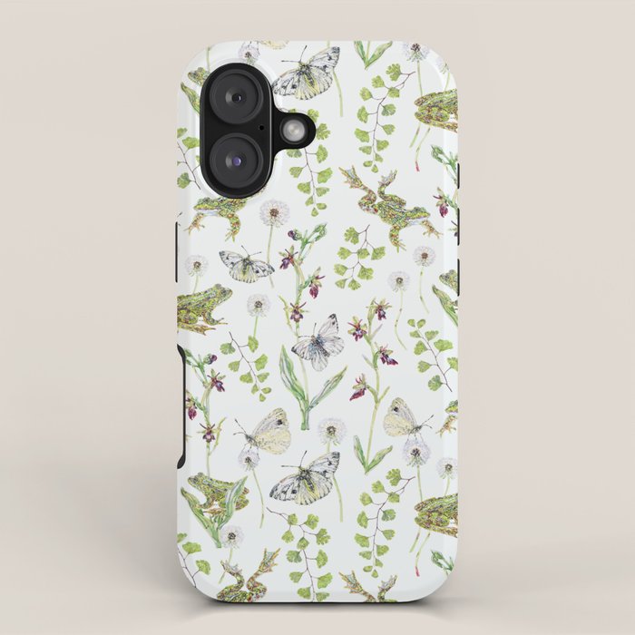 Spring Frogs and Orchids - Light Green iPhone Case Gallery Image 1