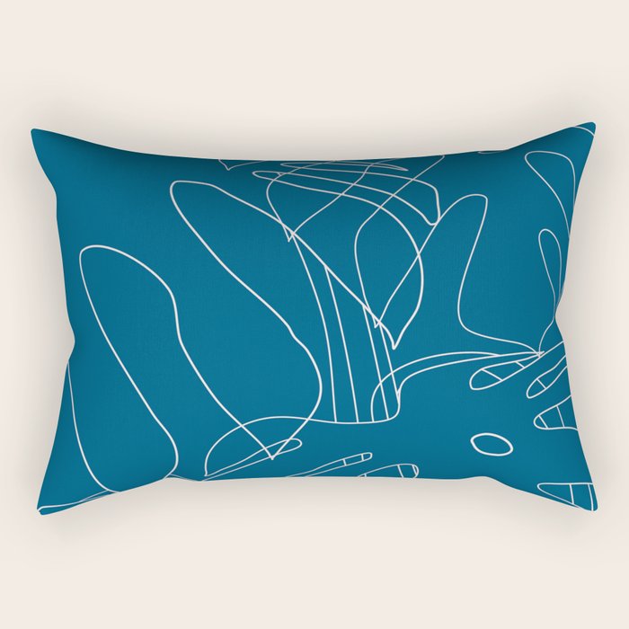 Monstera No2 Blue Rectangular Pillow Gallery Image 1