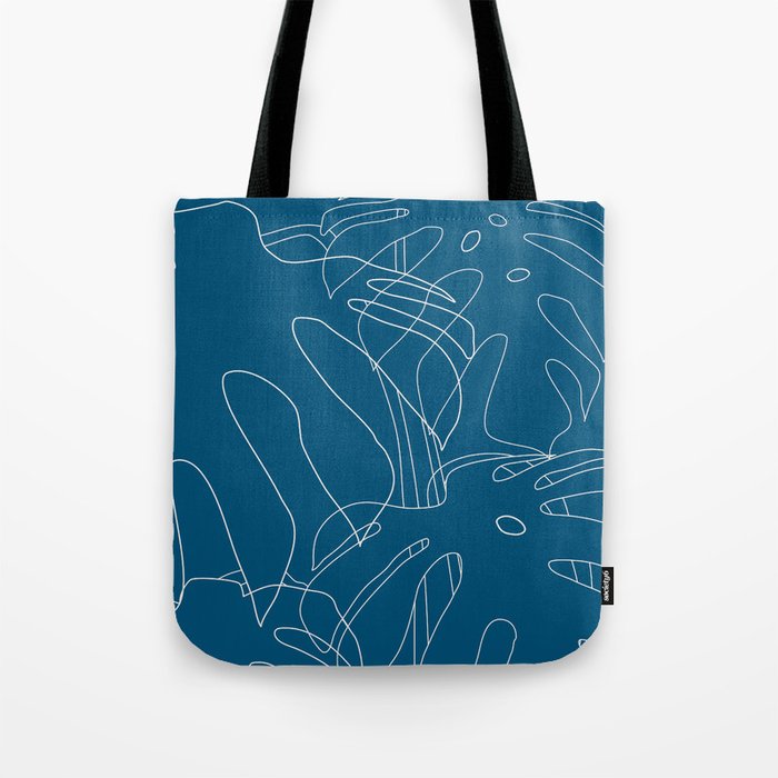 Monstera No2 Blue Tote Bag Gallery Image 1