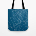 Monstera No2 Blue Tote Bag Gallery Image 1