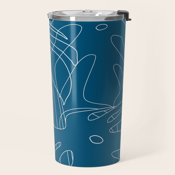Monstera No2 Blue Travel Mug Gallery Image 2