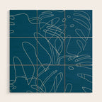 Monstera No2 Blue Wood Wall Art Gallery Image 1
