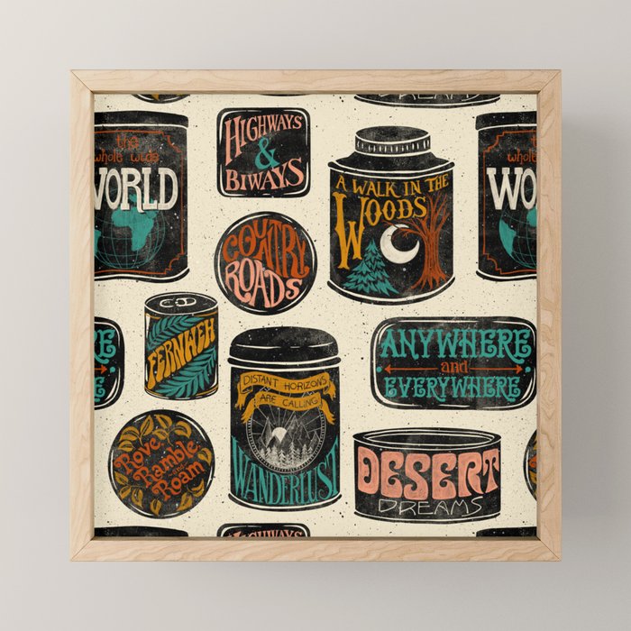 Vagabondâs Cupboard - black and cream with red, gold, teal, and peach Mini Art Print Gallery Image 1