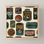 Vagabondâs Cupboard - black and cream with red, gold, teal, and peach Mini Art Print Gallery Image 1