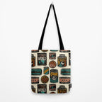 Vagabondâs Cupboard - black and cream with red, gold, teal, and peach Tote Bag Gallery Image 2