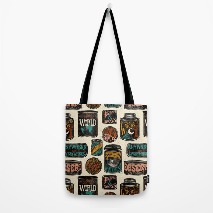 Vagabondâs Cupboard - black and cream with red, gold, teal, and peach Tote Bag Gallery Image 2