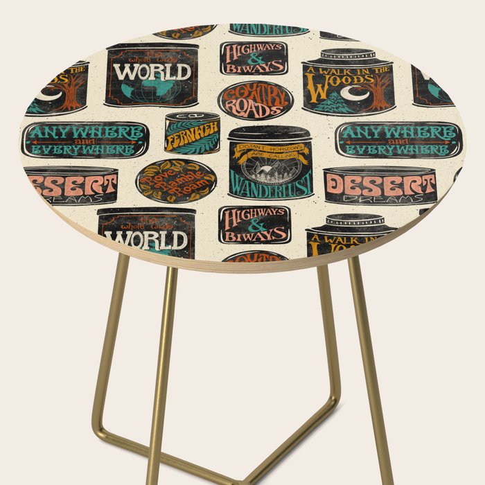 Vagabondâs Cupboard - black and cream with red, gold, teal, and peach Side Table Gallery Image 2