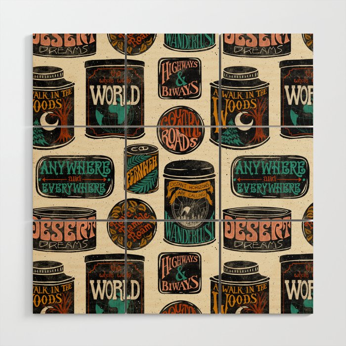Vagabondâs Cupboard - black and cream with red, gold, teal, and peach Wood Wall Art Gallery Image 1